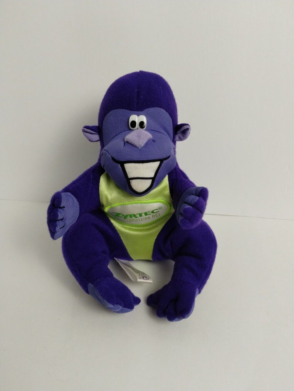 Zyrtec Promotional Purple Bean Bag Stuffed Animal Ape Gorilla Plush 6" Advertise